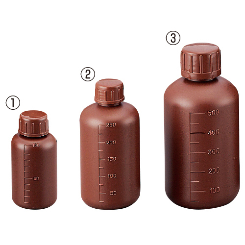 アズワン　細口丸型遮光瓶５００ｍｌ（茶）