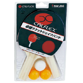 サクライ貿易　卓球ラケット　シェイクハンド　２本組 ボール（プラスチック製）3個付