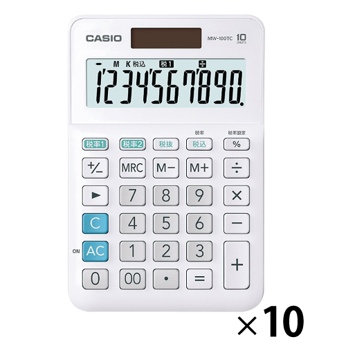 カシオ計算機　１０桁電卓ＭＷ－１００ＴＣ－ＷＥ－Ｎ　１０個