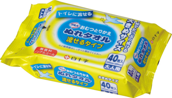 おむつとりかえぬれタオル　流せるタイプ　４０枚入