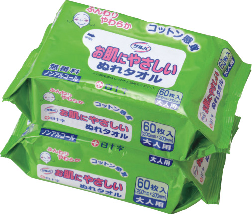 お肌にやさしいぬれタオル　２個１組　６０枚×２袋