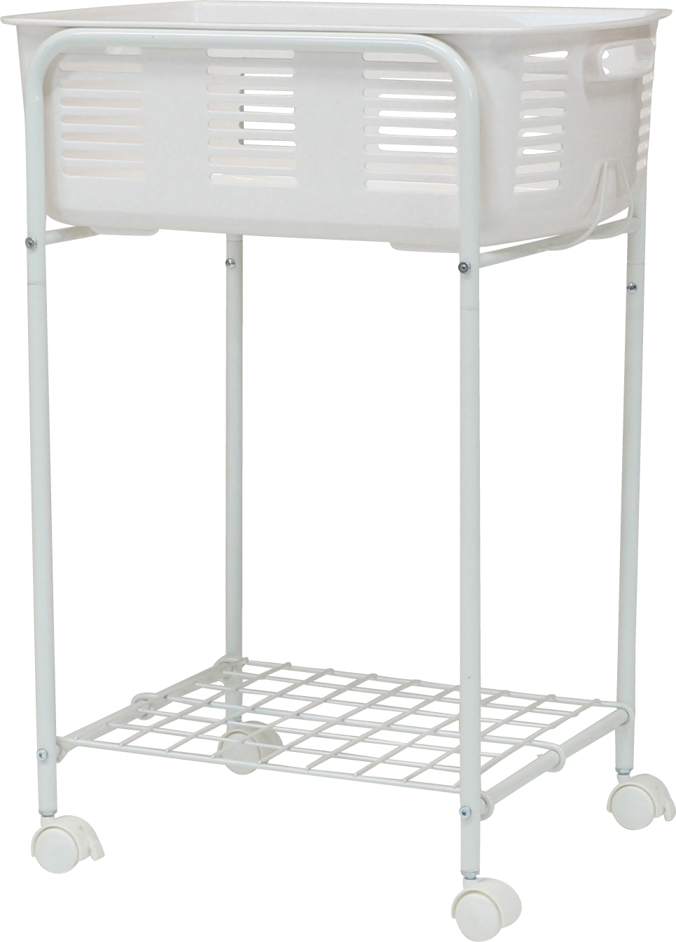 脱衣ワゴン ハイタイプ(かご付)　(ホワイト)