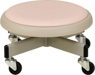 低作業用回転椅子(キャスター付)　ペールピンク