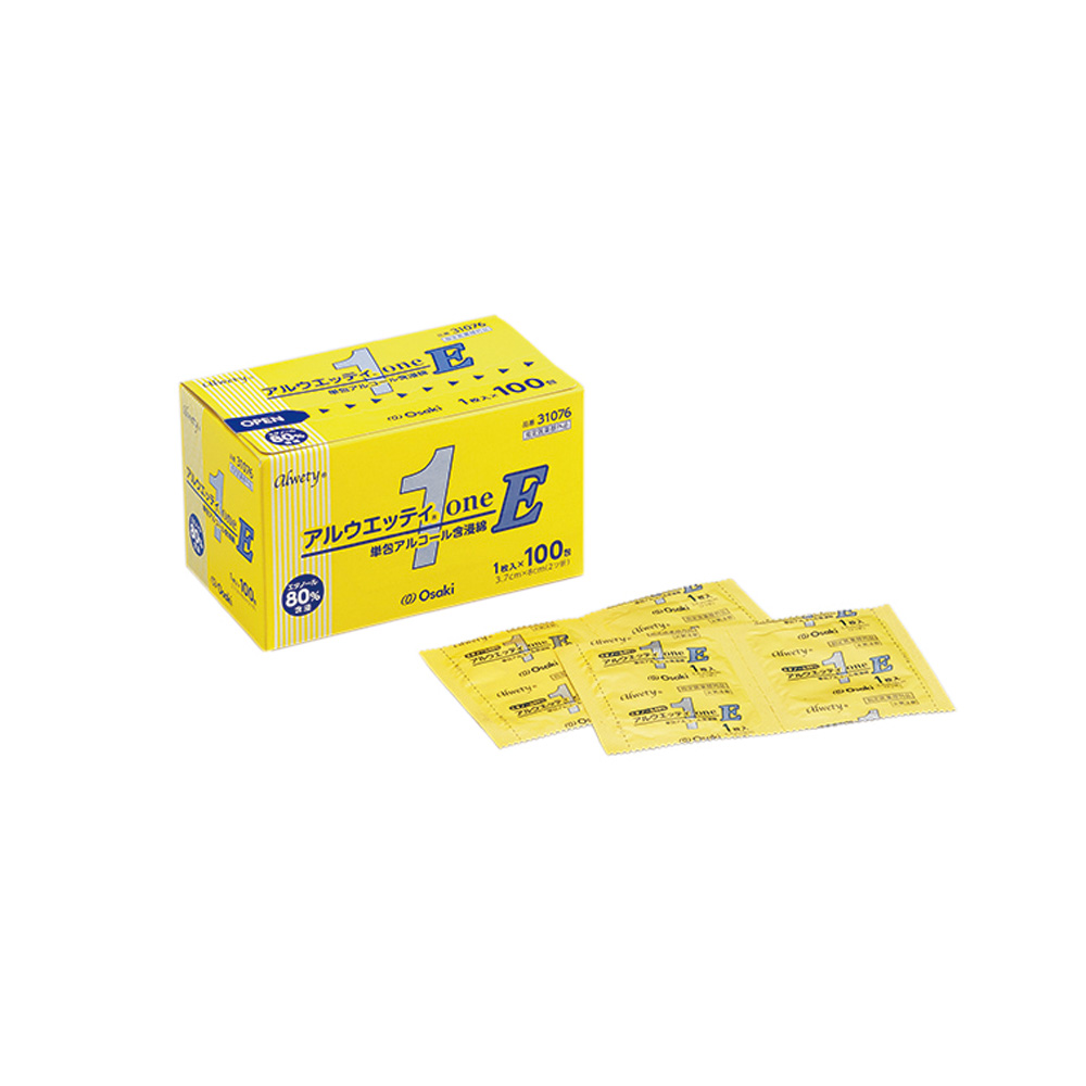 単包エタノール含浸綿　アルウエッティone-E　1枚入×１００包