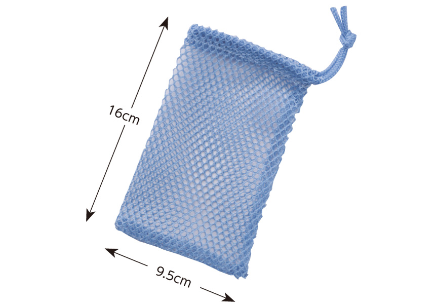 石けんネット（ヒモ付タイプ）　青色　20枚入り