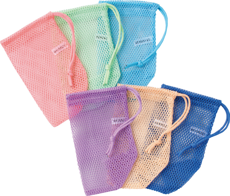 石けんネット（ヒモ付タイプ）6色セット　6色×２個