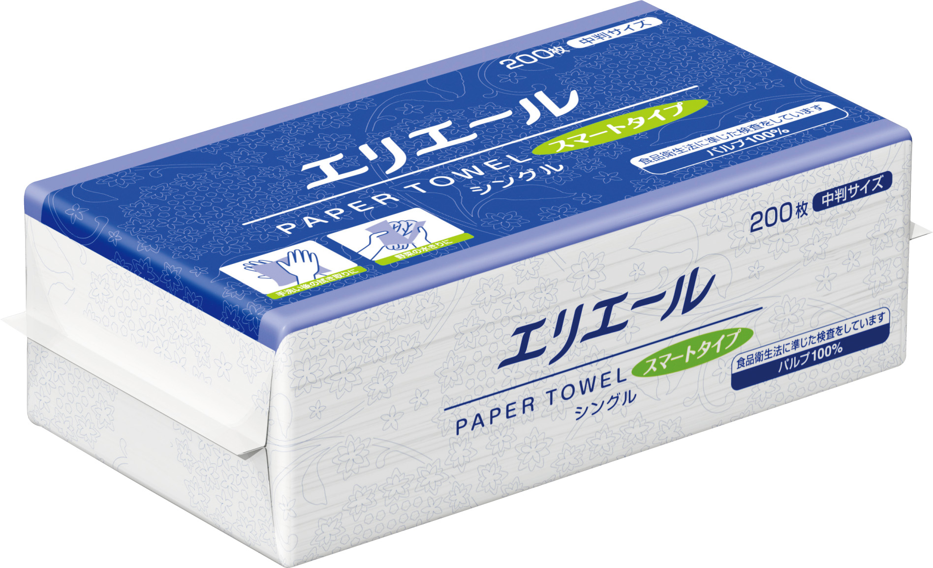 ペーパータオル「エリエール」　スマートタイプシングル200枚(中判)　200枚×30袋