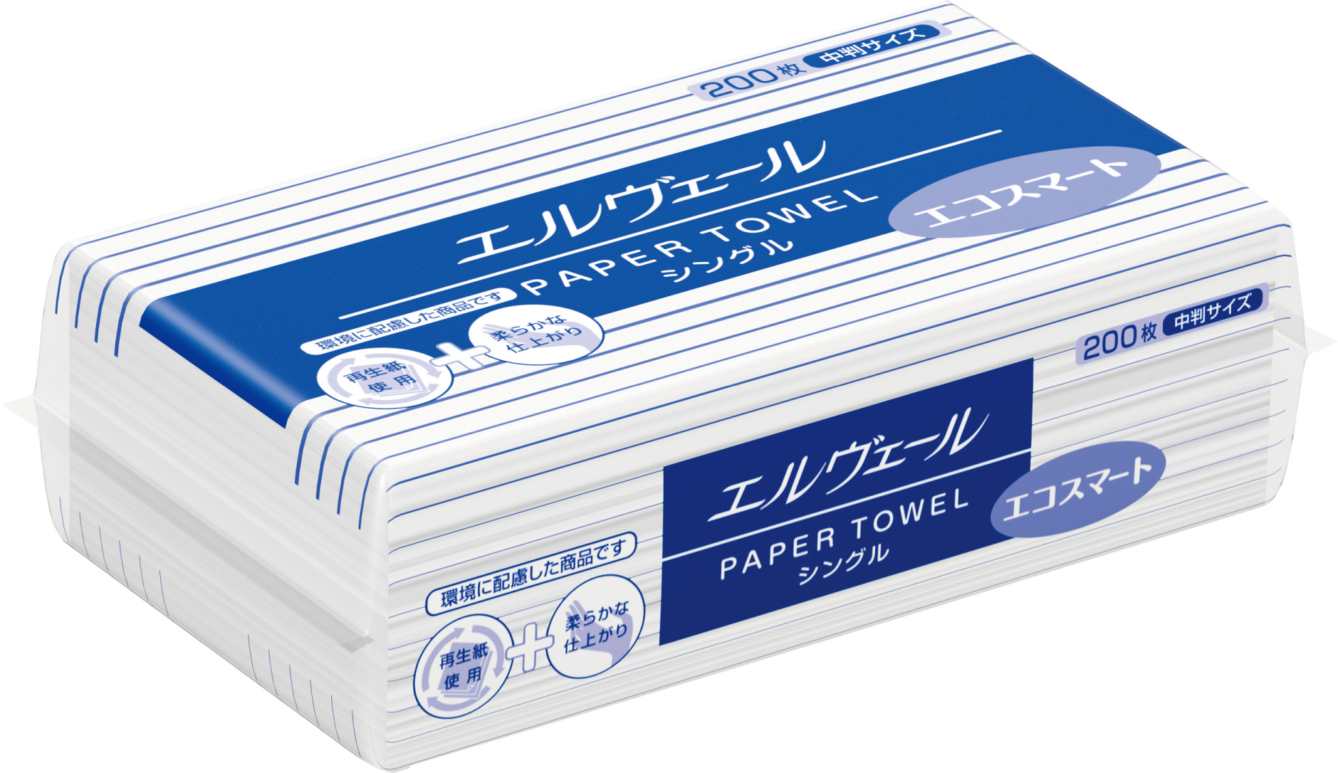 ペーパータオル「エルヴェール」　エコスマートタイプシングル200枚(中判)　200枚×35袋