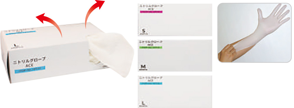 ニトリルグローブACE ホワイト　Mサイズ　200枚入