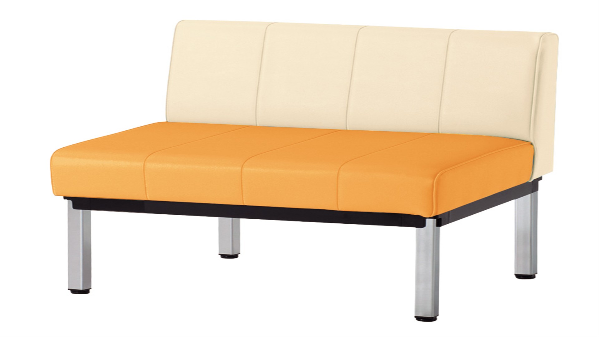 保健室用チェア 背付き MC-15016Tオレンジ/アイボリー（H＝390mm）