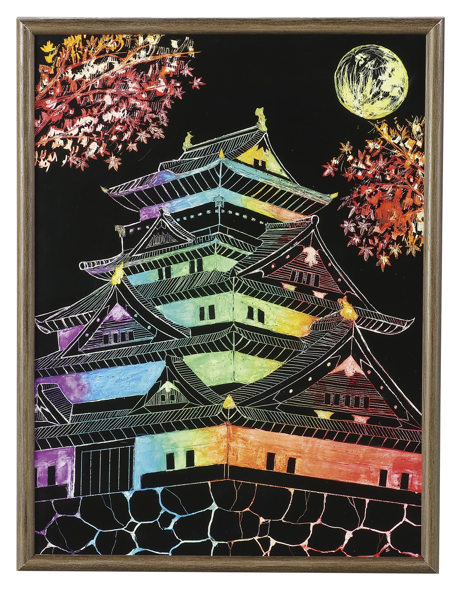 彩色スクラッチボード１５０×２００㎜　ウッドフレーム付き