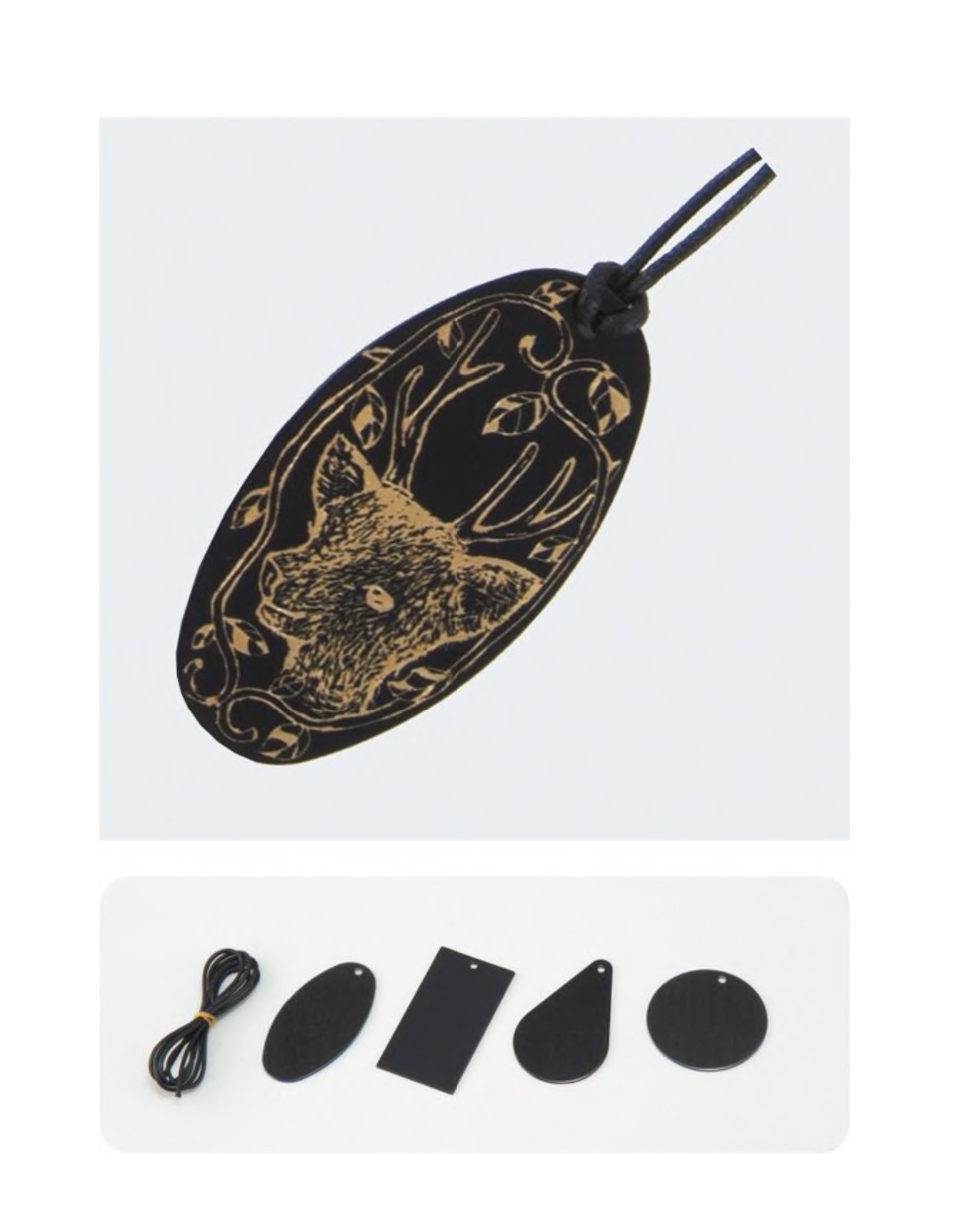 けがき工芸　アクセサリー　楕円　黒
