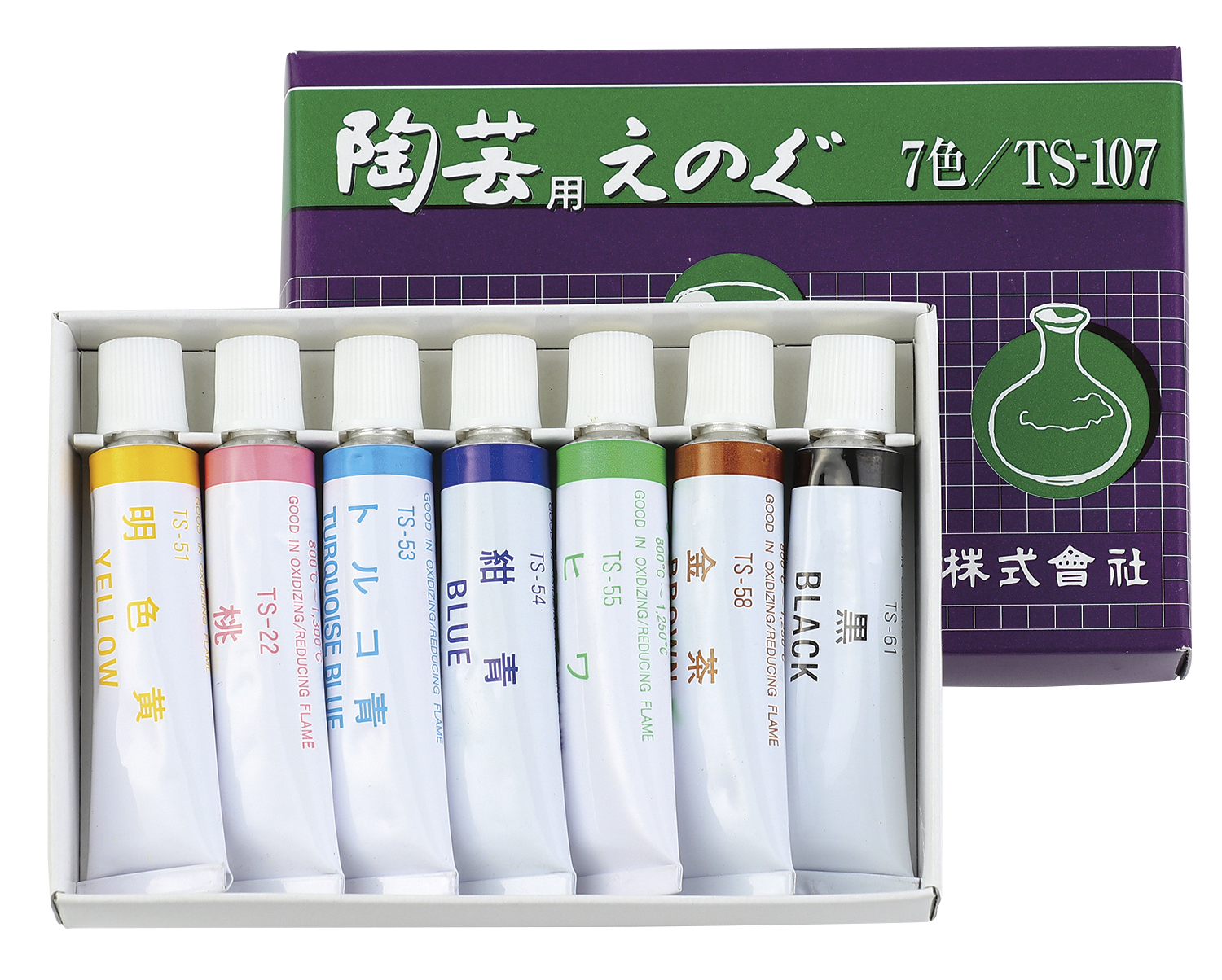 陶芸絵具　楽焼7色セット　チューブ入