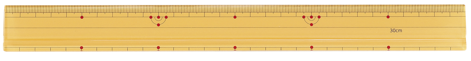 プラ製ものさし　３０㎝　両目盛り　みぞ付