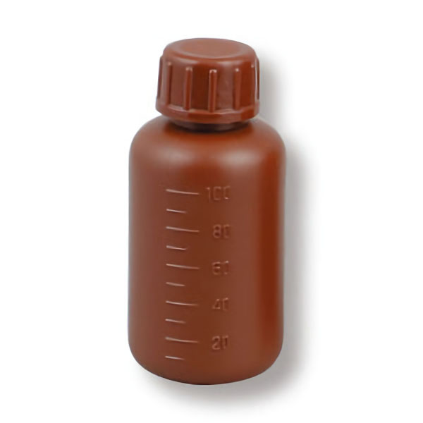 細口試薬びん　茶色ポリエチレン製　１００ｍｌ