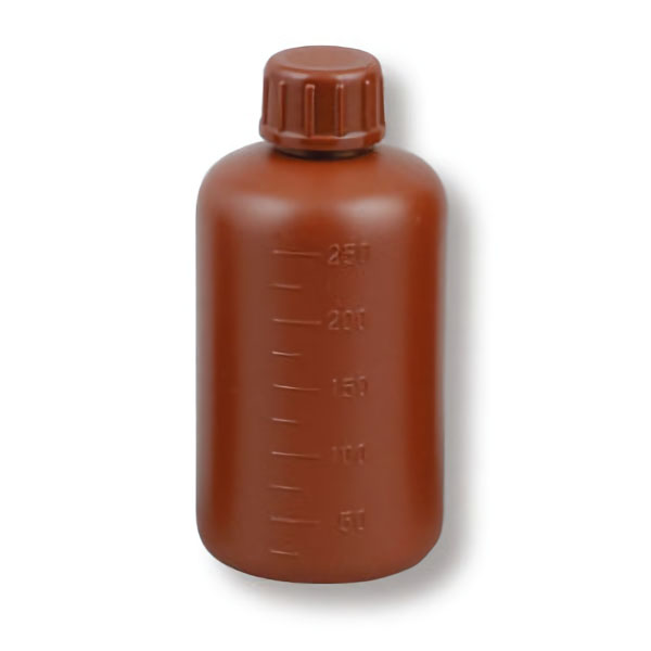 細口試薬びん　茶色ポリエチレン製　２５０ｍｌ