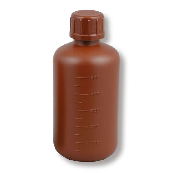 細口試薬びん　茶色ポリエチレン製　５００ｍｌ