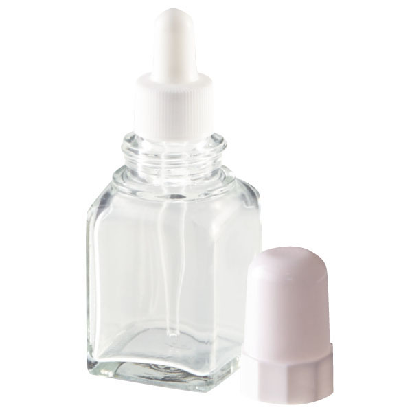 スポイトびん　角型　透明シリコン帽付　３０ｍｌ