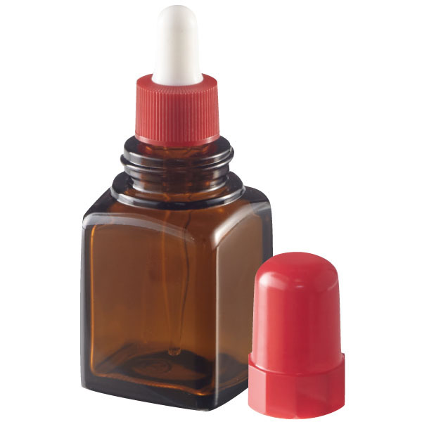 スポイトびん　角型　茶シリコン帽付　６０ｍｌ