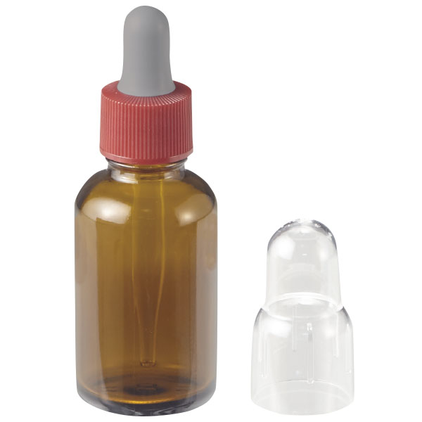スポイトびん　丸型　茶グレーゴム帽付　３０ｍｌ