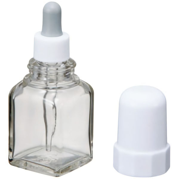 スポイトびん　角型　透明ゴム帽付　３０ｍｌ