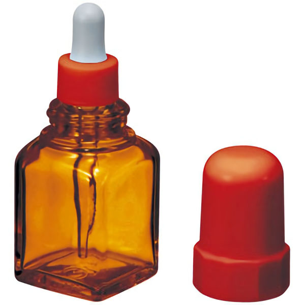 スポイトびん　角型　茶ゴム帽付　３０ｍｌ