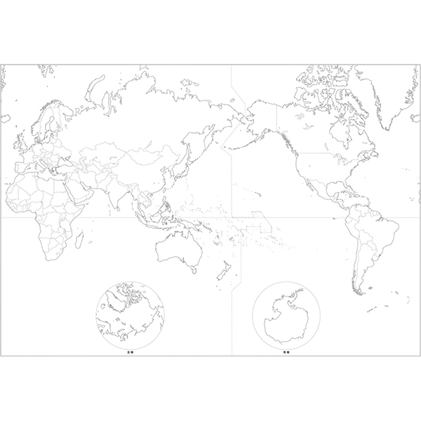 多用途白地図　世界全図　Ａ２判　１０枚組