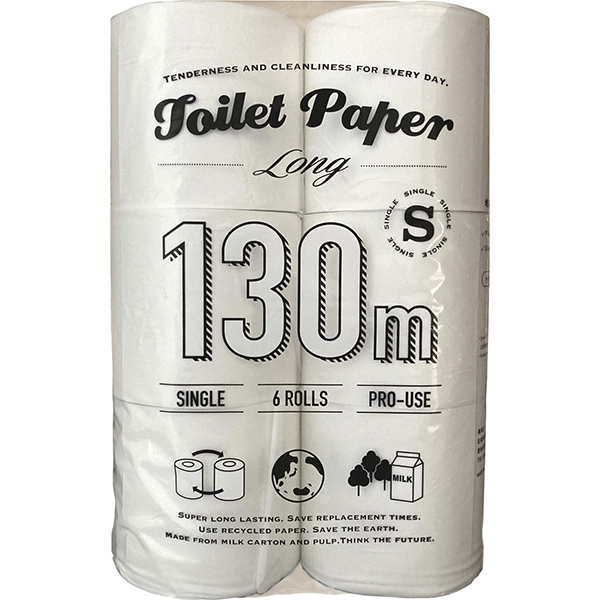 牛乳パック配合　長巻１３０ｍ　シングル　６ロール×１０