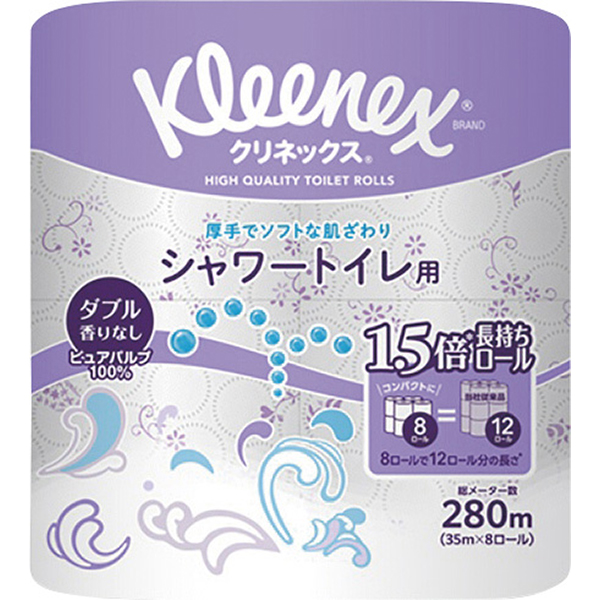 クリネックスコンパクト長持ちシャワートイレ用Ｗ芯有３５ｍ８巻